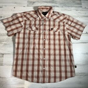 Howler Brothers Men’s H Bar B SS Pearl Snap Western Shirt Brown Plaid Size M